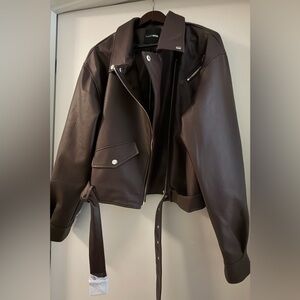 Faux Leather Chocolate Brown Jacket